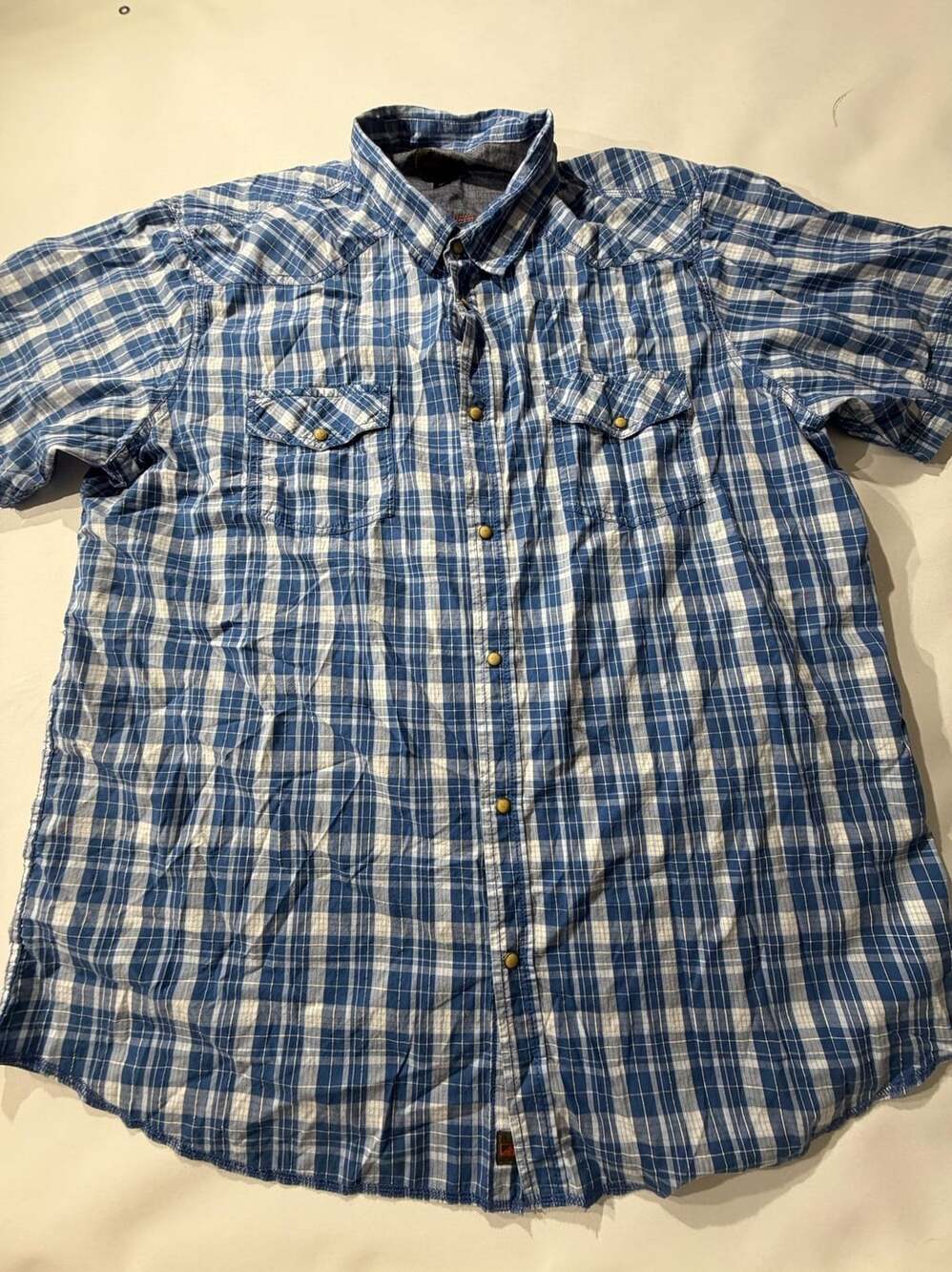 Northwest Territory XXLT Blue White Plaid Western Snap Shirt Long Sleeve